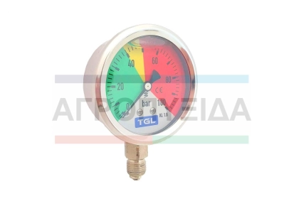 ΜΑΝΟΜΕΤΡΟ ΓΛΥΚΕΡΙΝΗΣ 0-100 BAR Φ63-1/4